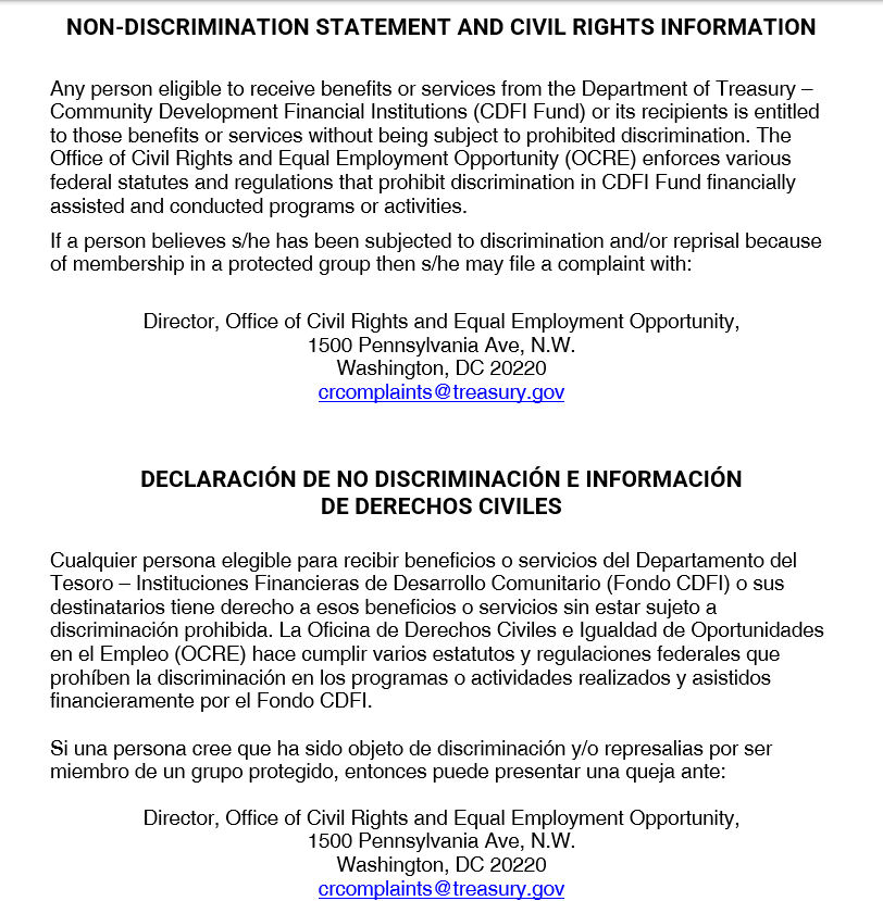 Non-Discrimination and Civil Rights Information
